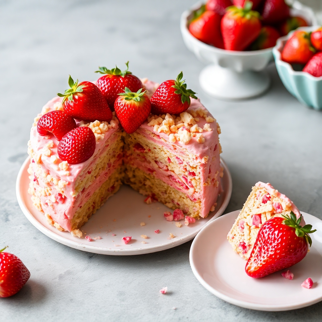 Strawberry Crunch Cake 1